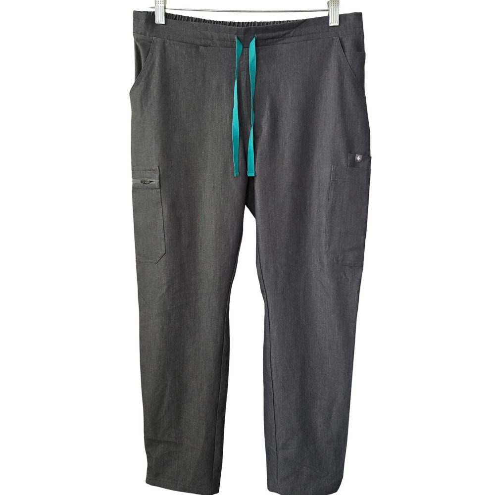 FIGS Technical Collection Scrub Pants Womens Medium Gray Cargo TW2000 Drawstring